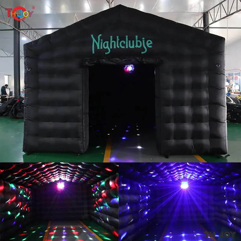 🌟Portable Large Party Tent House Black LED Light Inflatable Cube