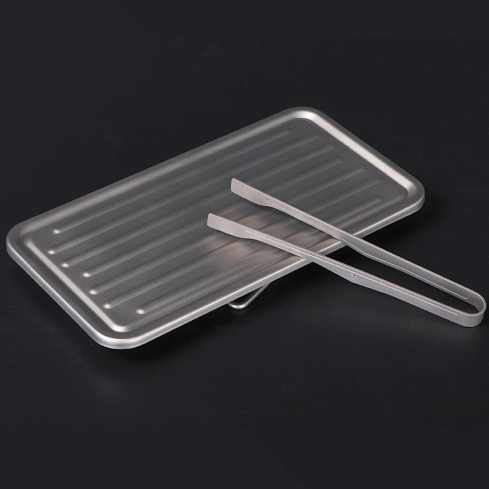Mini Titanium Alloy Portable Plate Outdoor Folding Camping BBQ Grill Grate Ultralight Mini Table for Hiking Picnic Barbecue 3