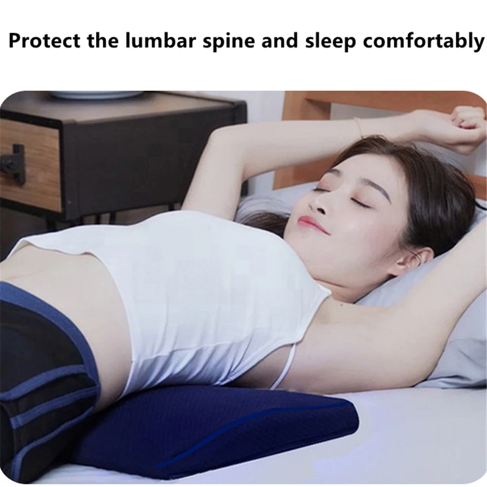 Sleeping Support Lumbar Cushion Memory Foam Lumbar Pillow Pregnant Women Bed Sleeping Lumbar Back Pain Support Cushion Gray Blue - Image 4