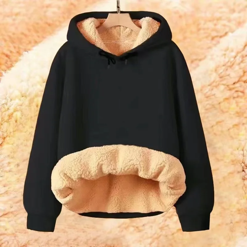 Autumn Winter Hooded Lamb Fleece Hoodie Solid Color Thick Fleece Men Women Warm Casual Versatile customized hoodies,men hoodie