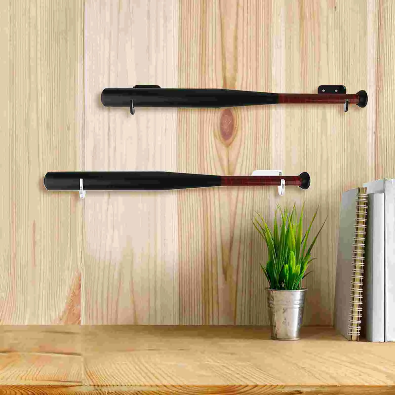 2pairs Acrylic Baseball Bat Display Holder Rack Wall Mount Stand Stick Rack Bracket for Child Hockey Skate Blade for Training