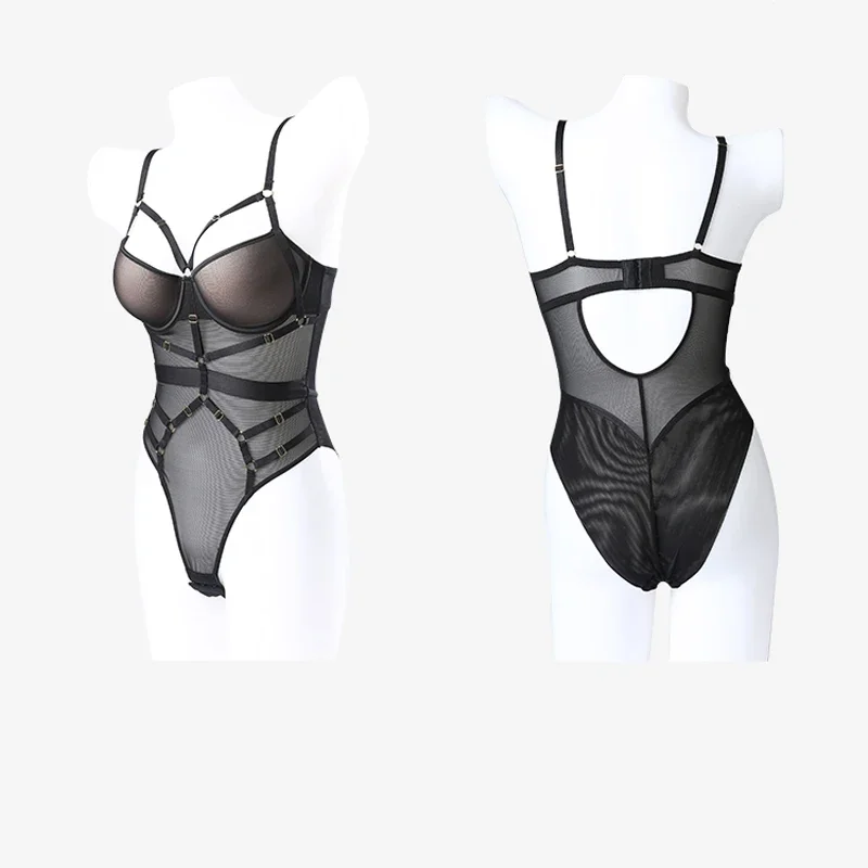 

Ligentleman Sexy Hollow Bodysuit Women Lace Transparent Onesies Push Up Bra Set Bandage Underwear Body Shaper Jumpsuit Overalls