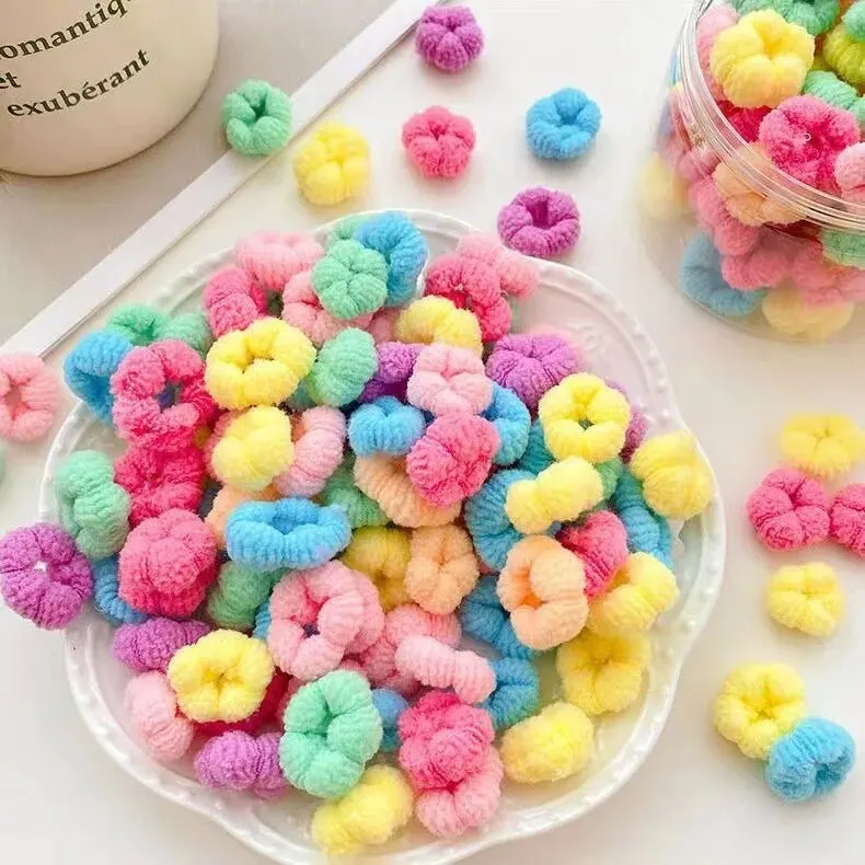 Children Hair Bands 100Pcs Colorful Hair Ties for Girls