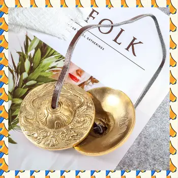 ABYB Piatti per yoga Piatti in ottone Campana Campanelli Stile buddista tibetano Tingsha Meditazione Accessorio per yoga Piatti per strumenti 1