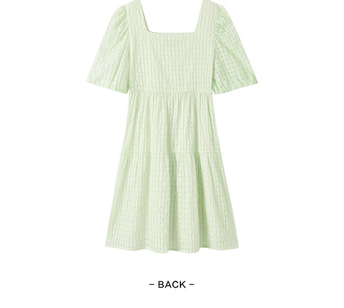 Vestido de mujer con textura a cuadros, fresco, de verano, nuevo, con cuello cuadrado, para bebé, dulce