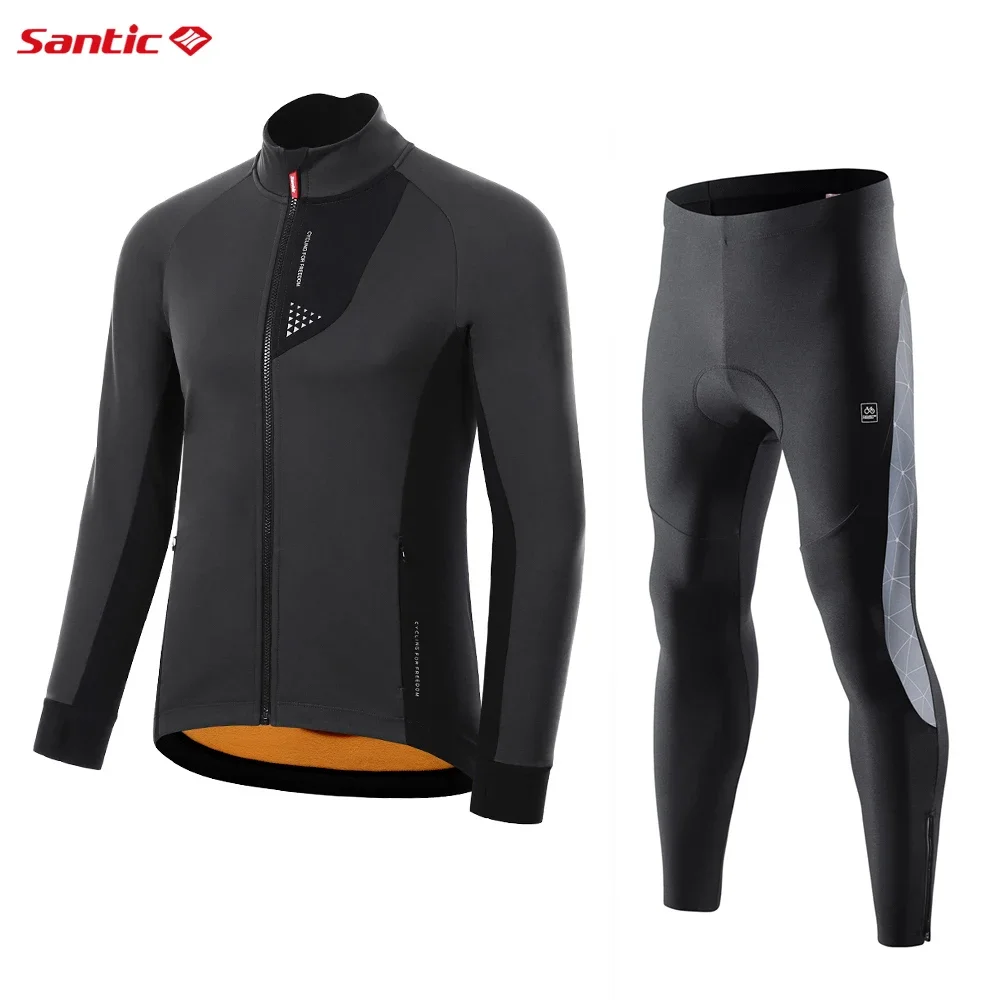 

Santic Men's Cycling Wear Set Long Sleeve Warm MTB Road Bike Winter Riding Shirt Plus Fleece Thickening Windbreaker Asian Size