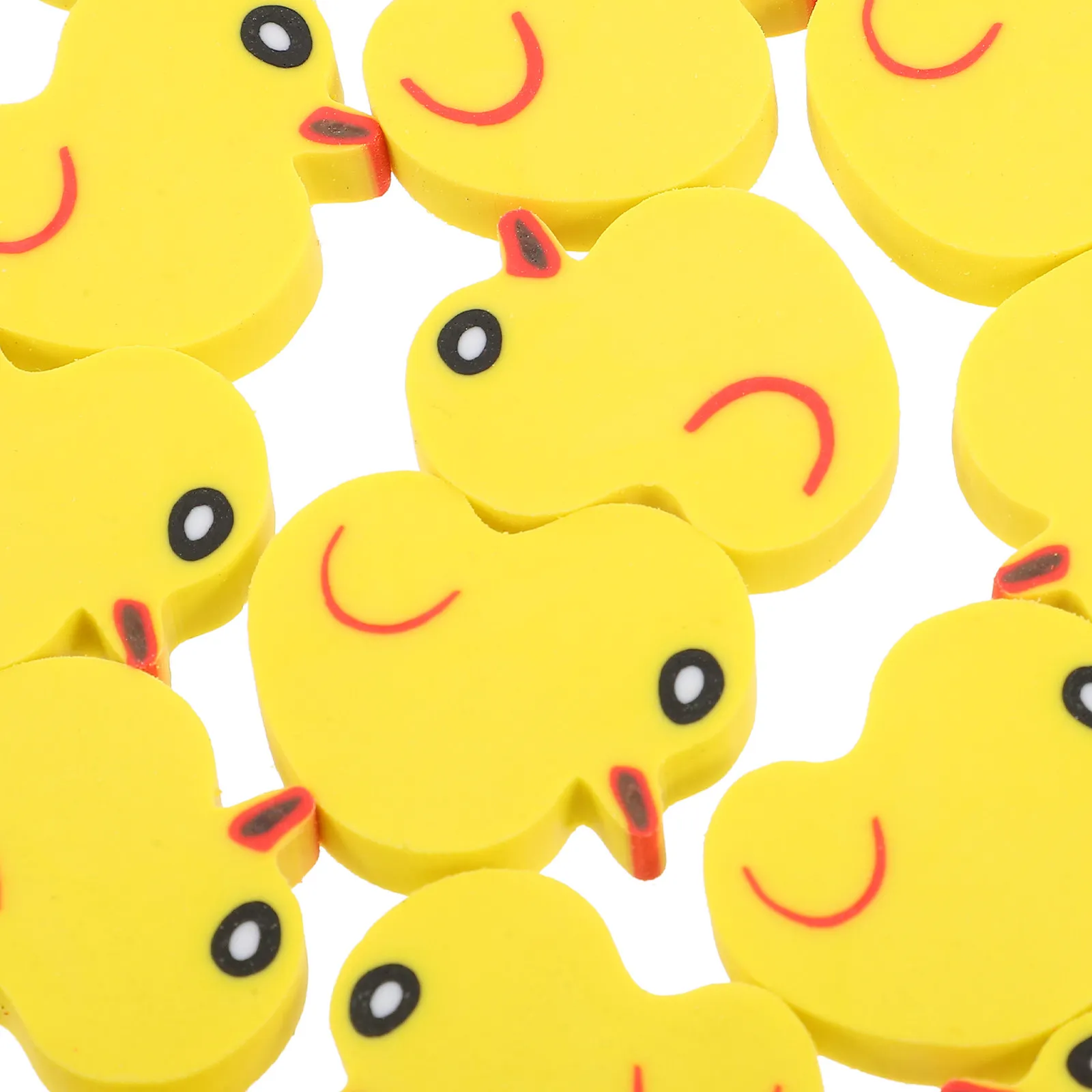 50Pcs 부드러운 오리 모양의 지우개 학생들을위한 미니 지우개 연필 지우기 색연필 자국을 부드럽게 지우는 잔여물 없음 학교 대량