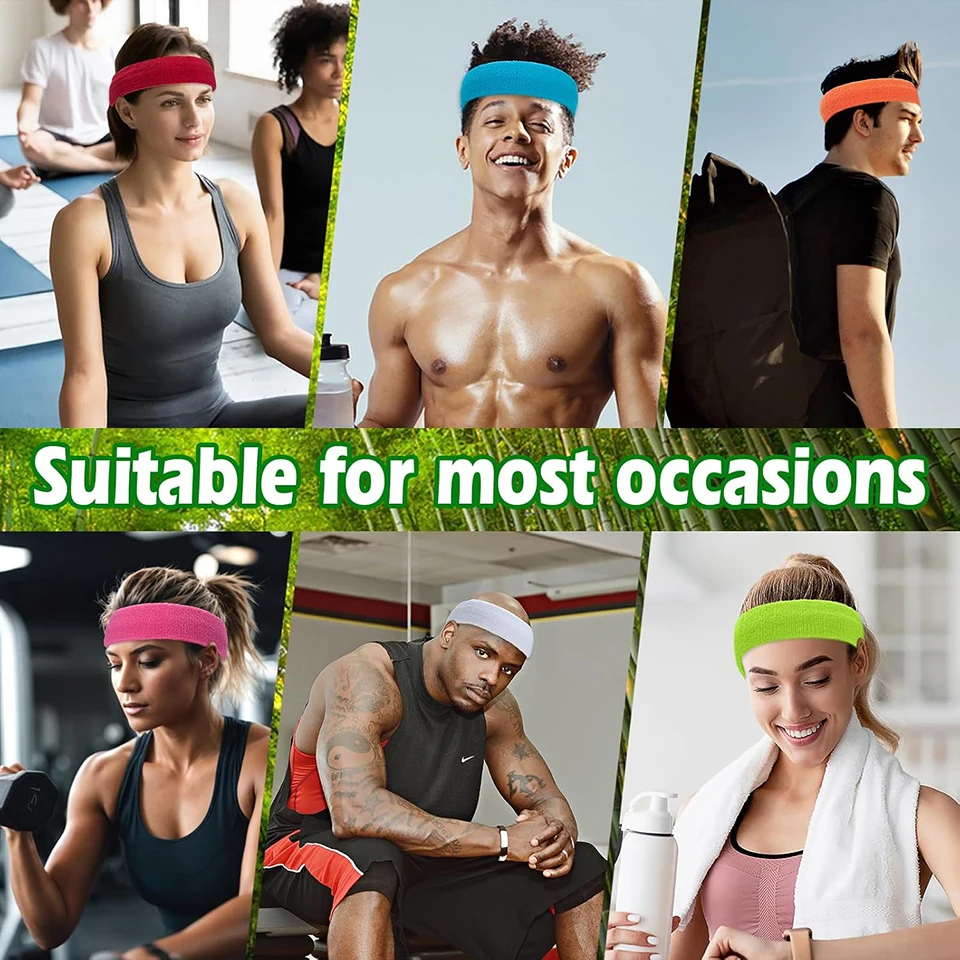 Sports Headband AOLIKES 1PCS Sweatbands for Men Women Terry Cloth For Tennis Running Basketball Working Out