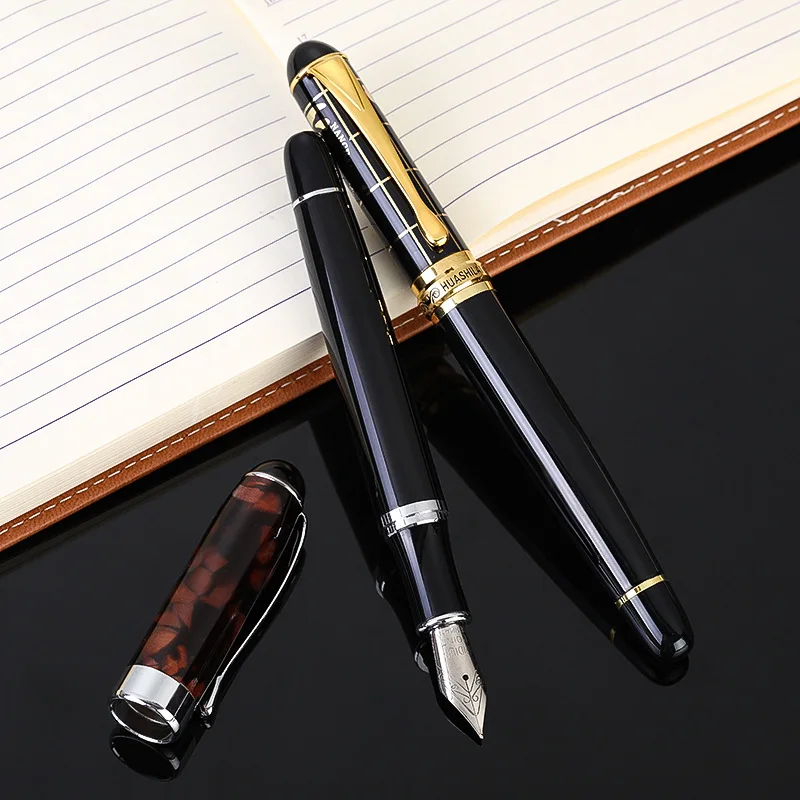 2 Pcs Jinhao Black And Brown Marble Map Plat Design M Nib Fountain Pen JF008 custom custom zinc alloy sliver rose gold black metal label with logo engraved for jeans bags handbag clothing metal patch plat