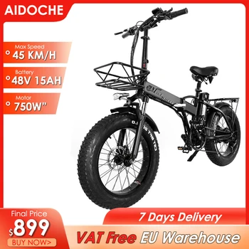 Faltbares E-Bike für Erwachsene 750w Motor 48v 15ah 20 Zoll fette Reifen Fahrrad 70-110km Laufleistung E-Bike Schnee E-Bike E-Bike EU-Lager