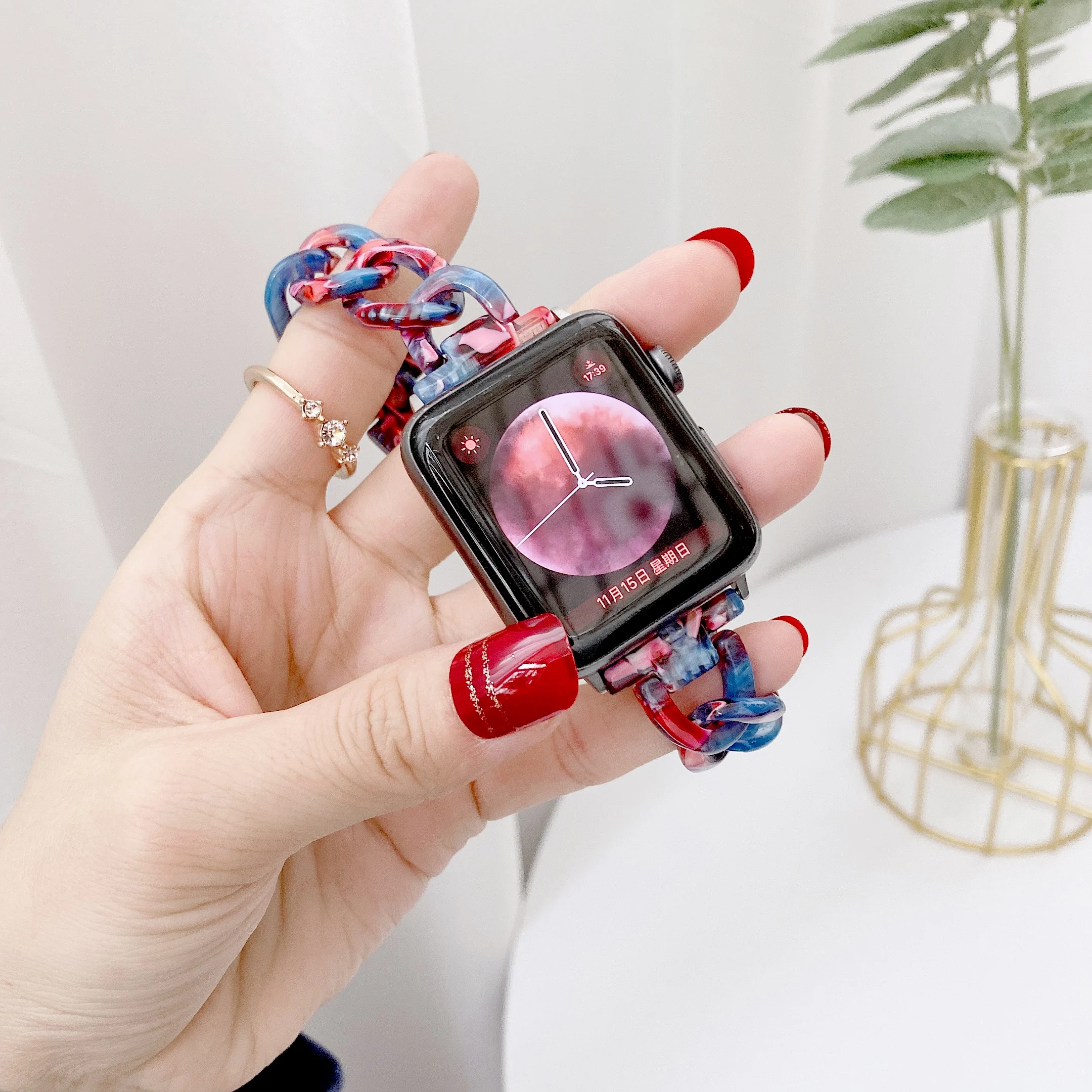 

Resin Strap For Apple watch 45mm 41mm 44mm 42mm 40mm 38mm Woman replacement bracelet belt for iwatch Ultra 8 7 6 5 4 3 SE band