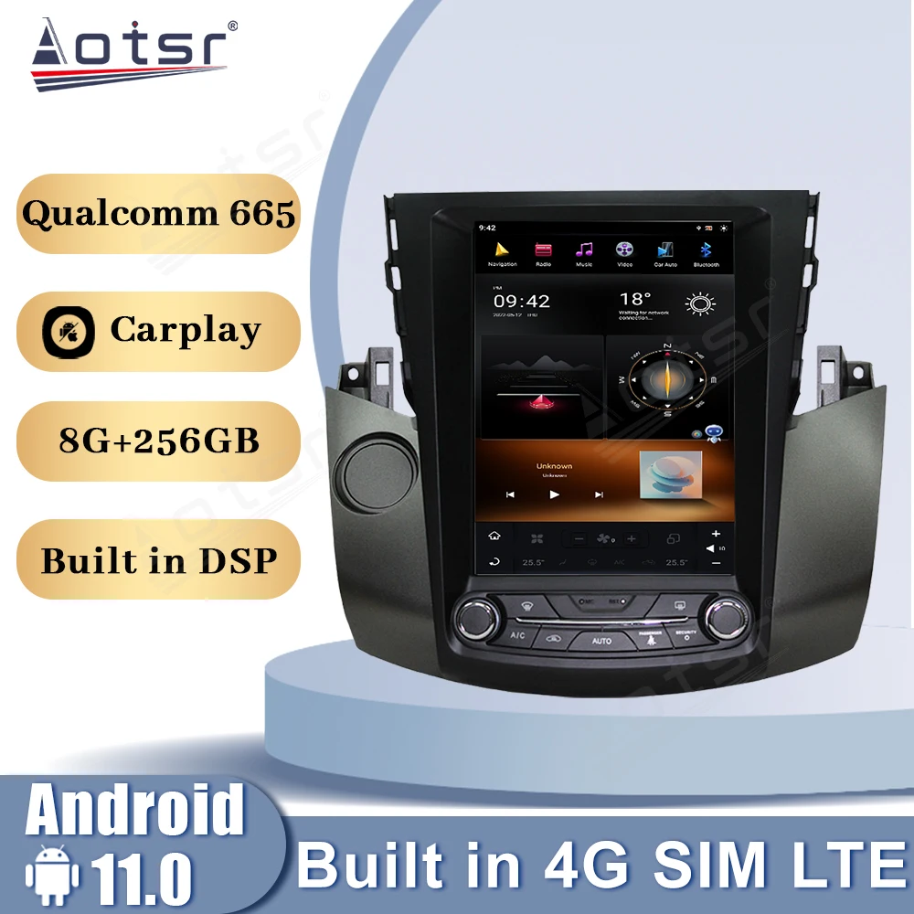 

Vertical Screen Android 11 Qualcomm Snapdragon For Toyota RAV4 2003-2009 Car Radio Multimedia Player GPS Navi CarPlay Head Unit
