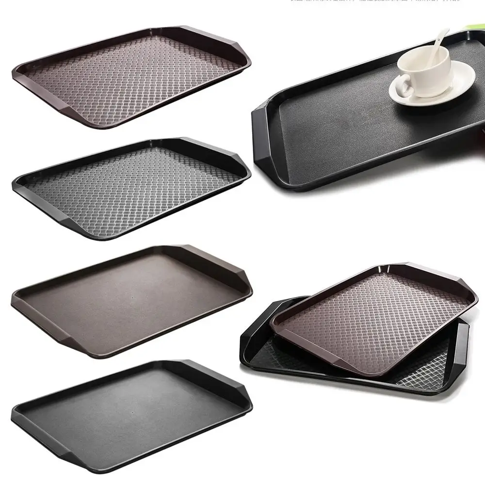 New 43*30cm Tray Plastic Rectangular Food Serving Tray Non-Slip Fast Food Tray