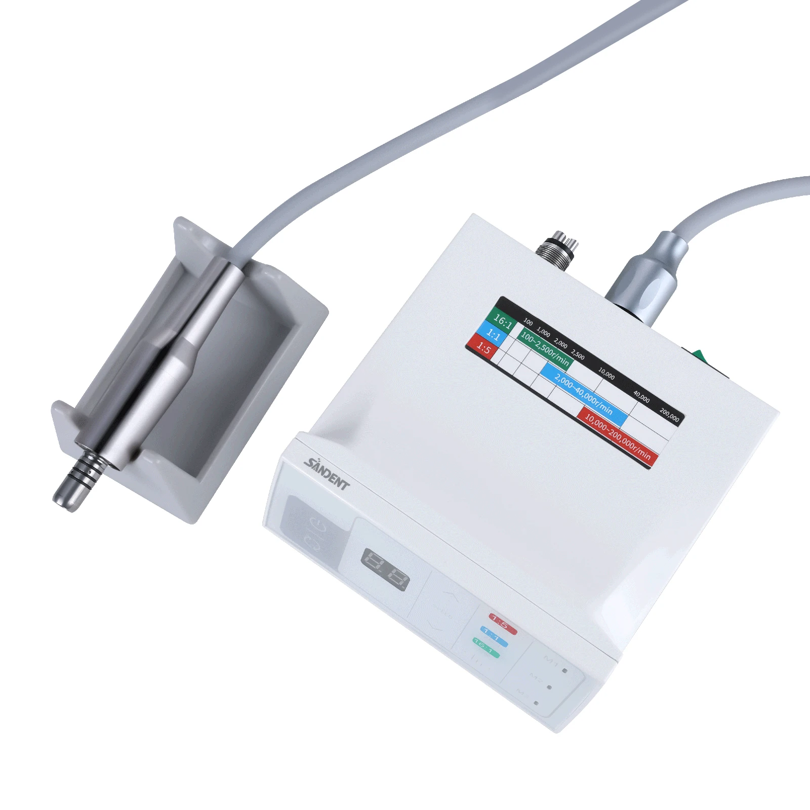 SANDENT Dental Brushless Electric Micro Motor LED 4 Holes Micromotor Fit 1:1 1:5 16:1 Handpiece E-type DTA