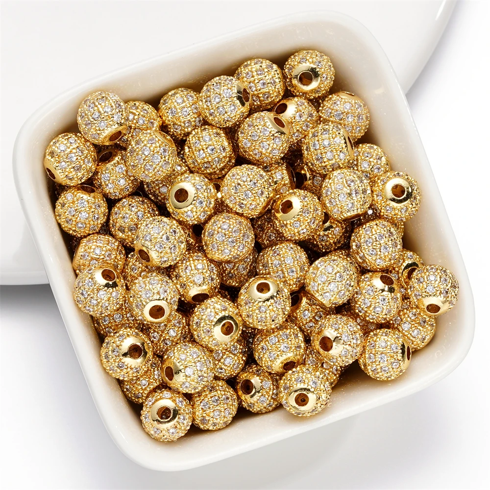 10pcs Brass Micro Pave Cubic Zirconia Cross Beads - 14mm Spacers For Jewelry Making