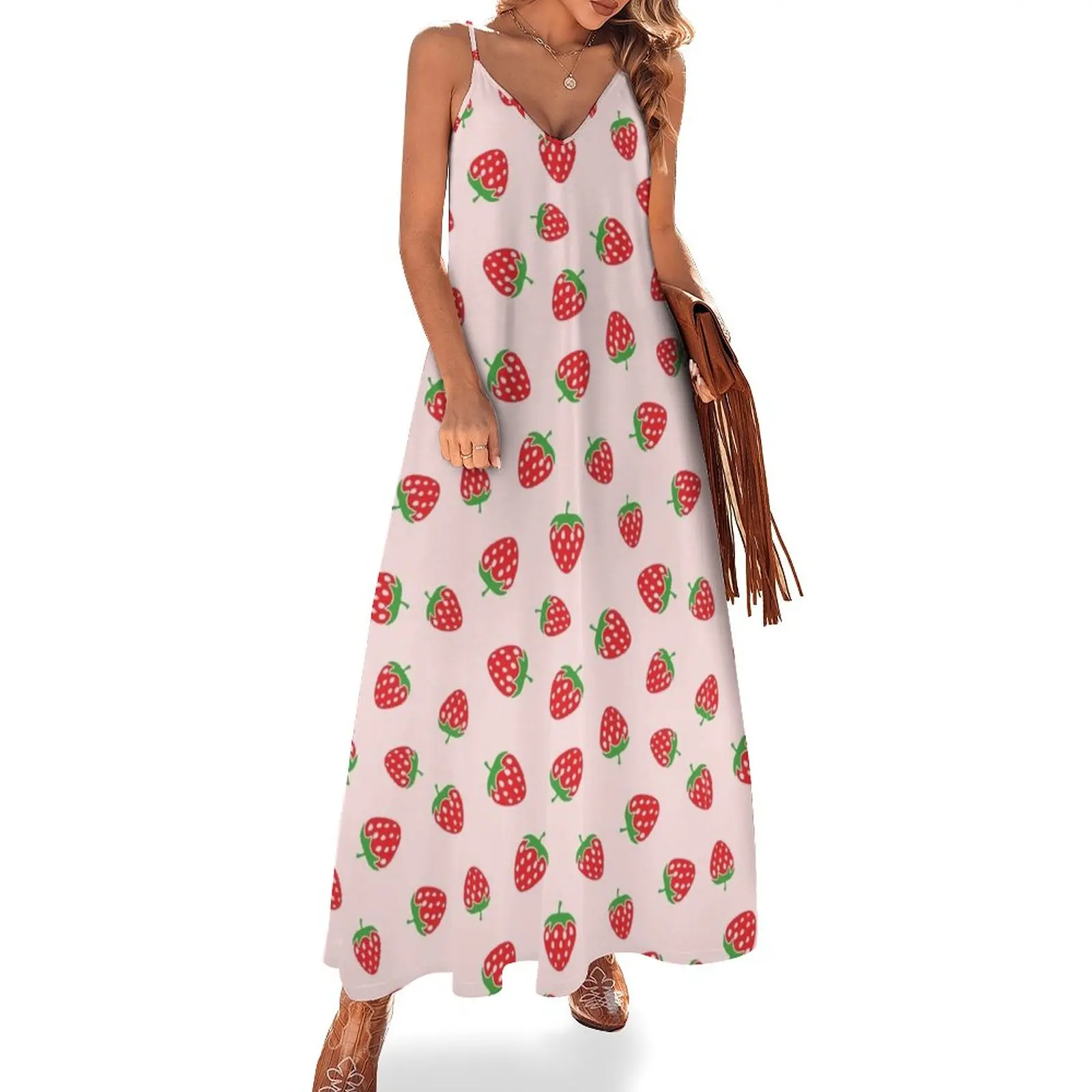 

Strawberry Sleeveless Dress fairy dress evening dress women Women's summer skirt