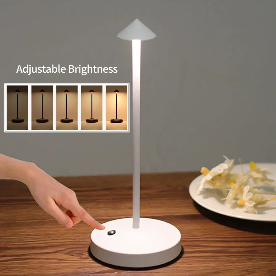 Rechargeable Table LED Lamp Touch Sensor Night Desk Lamp for Restaurant Hotel Bar Bedroom 3 Color Temperatures Stepless Dimming 4