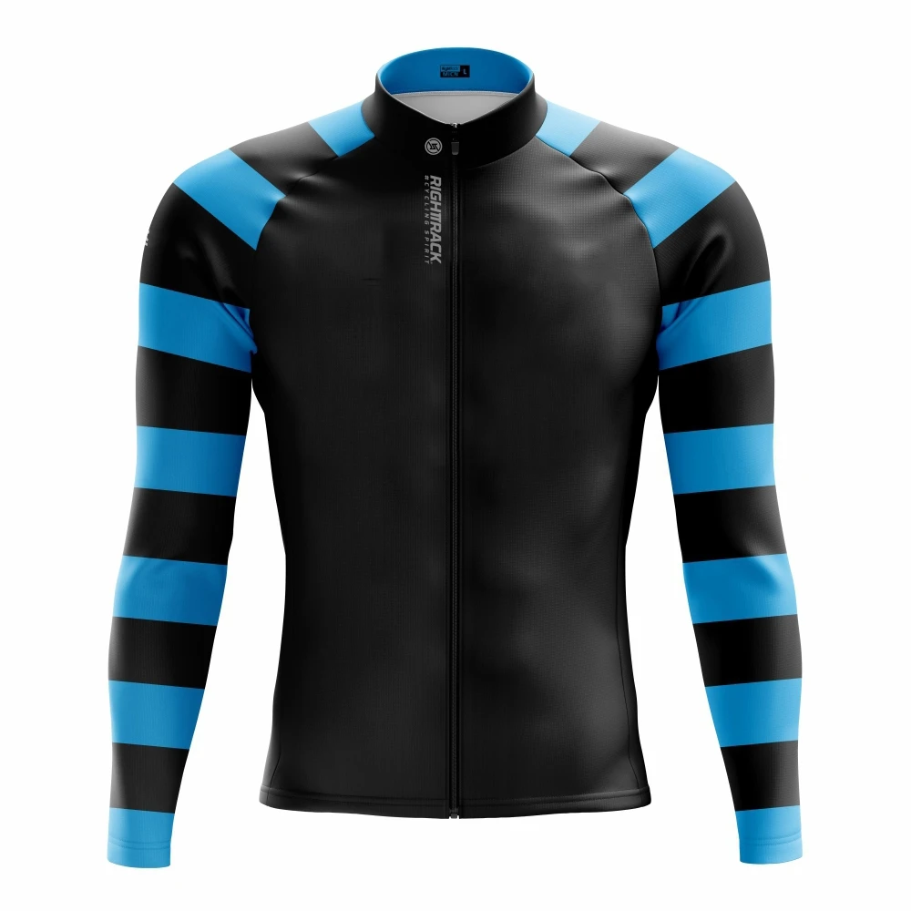 thumbnail image 1 of Maillot de ciclismo de invierno para hombre, ropa de ciclismo de manga larga con rayas, ropa térmica de malla/polar para primavera y otoño, ropa para bicicleta de montaña RIGHTTRACK, 1 of 5