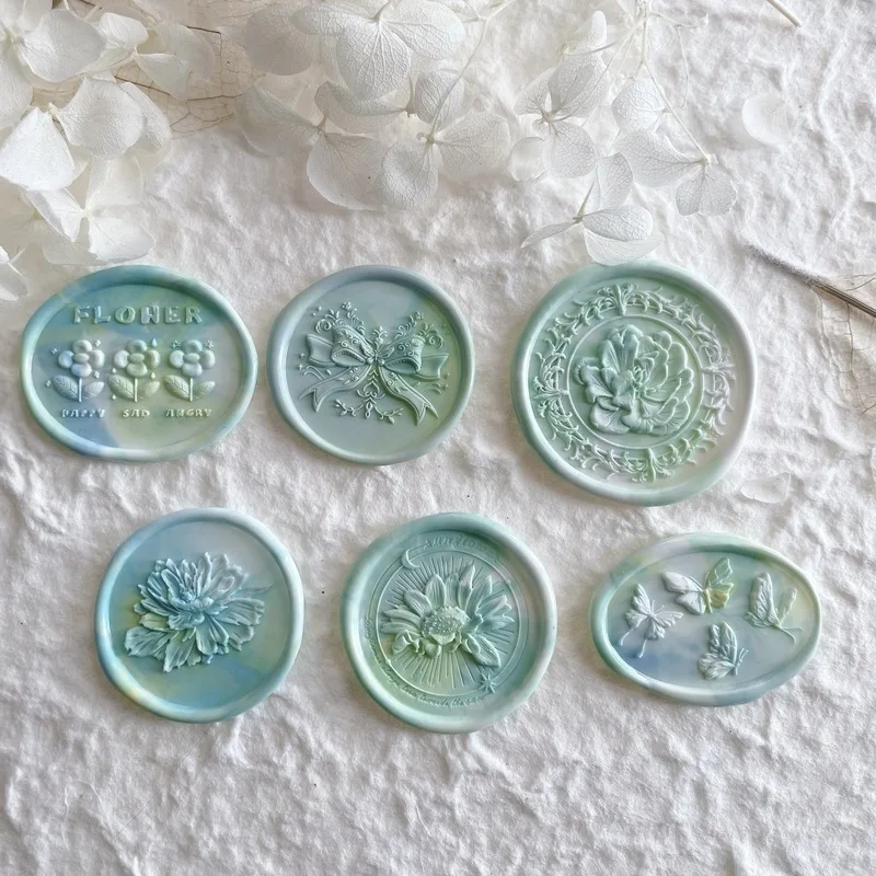 New Wax Seal Stamp Sunflower Embossed Seal Copper Head 3d Frosted Relief Brass Head Fire Paint Scrapbook Envelope Fire Wax