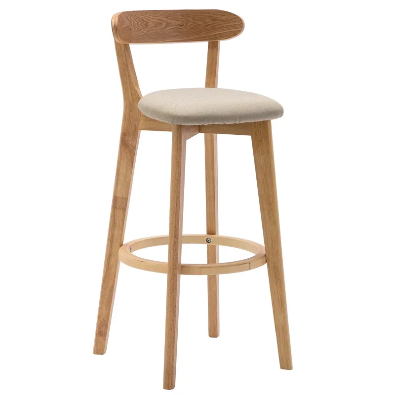 Solid Wood High Bar Stools bar chairs Living Room Hotel Household Balcony Back Bar Chairs Front Desk Restaurant High Furniture HY50CT