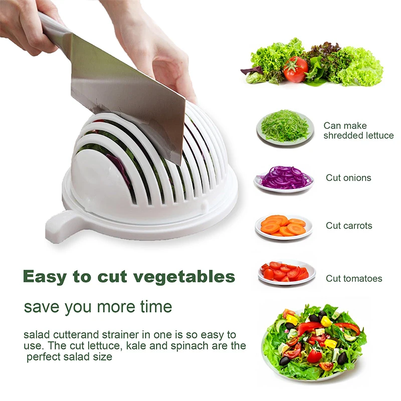 Snap Salad Cutter Bowl, Salad Chopper Bowl and Cutter, Multi-Functional  Fast Salad Cutter Bowl, Salad Cutter Bowl with Lid Fast Vegetable Cut Set  (Blue) 
