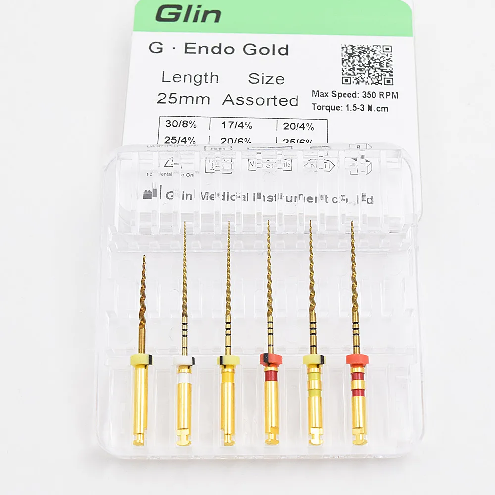 Dental 04 06 Taper Root Canal Treatment Rotary Heat Activated Golden Files Dentist Tools Endodontic Files 6