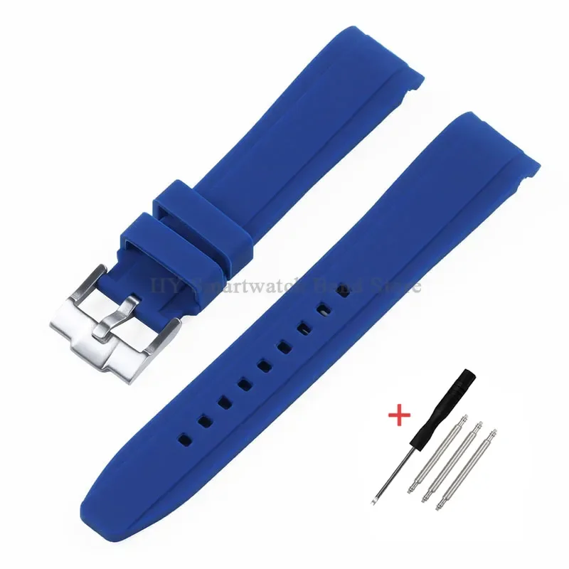 Waterproof Rubber Sport Watch Strap with Curved Design and Metal Pin Clasp