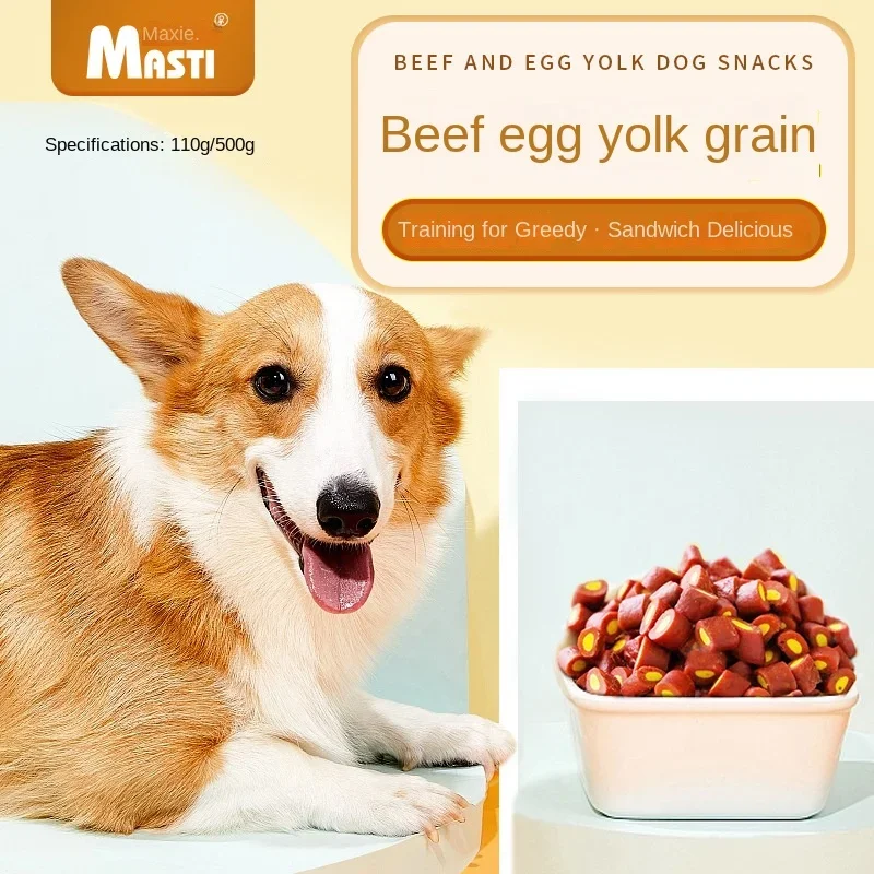 Pet Snacks Beef Egg Yolk Grain Dog Snacks Meaty Chewy Nutritious and Delicious Food Training Interactive Reward Pet 500g
