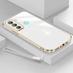 Luxury Square Plating Shockproof Silicone Back Cover for Tecno Pop 5 LTE (Gs6D White)