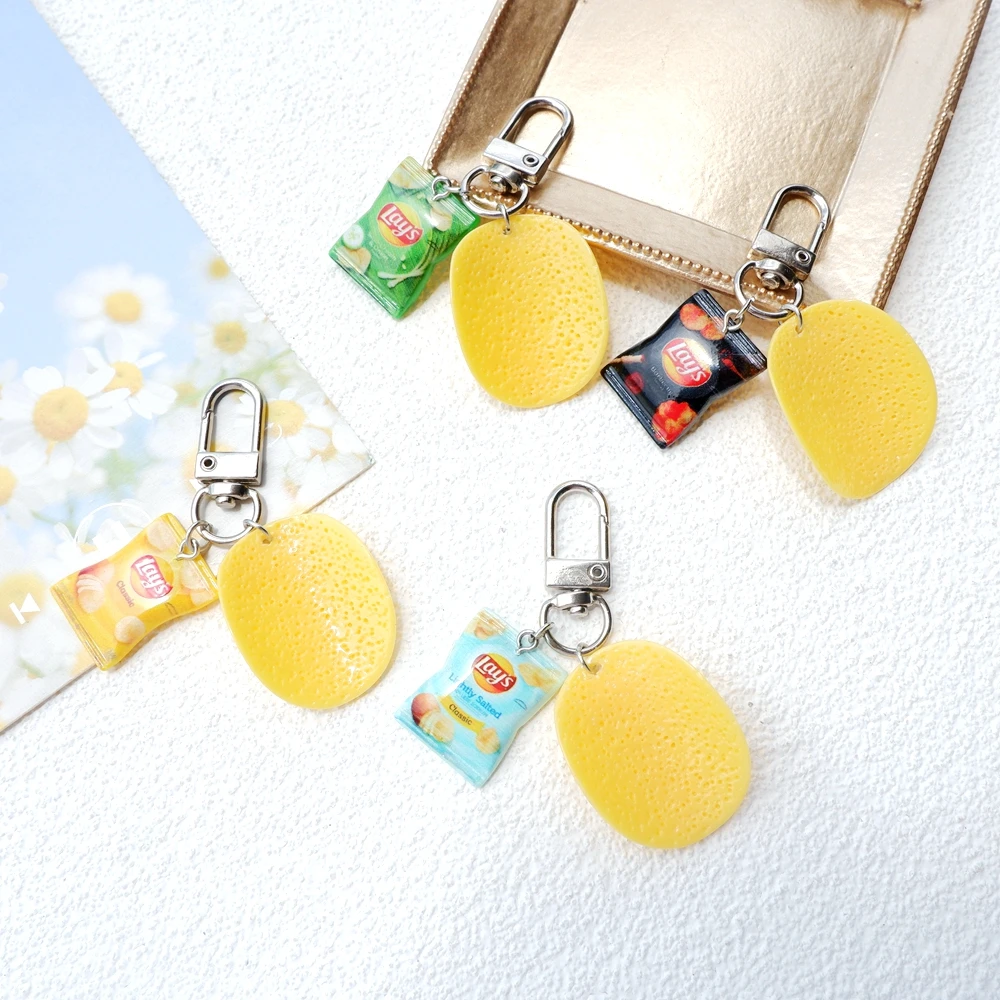 Cute Potato Chips Snack Keychain - Handmade Bag Charm & DIY Gift Accessory