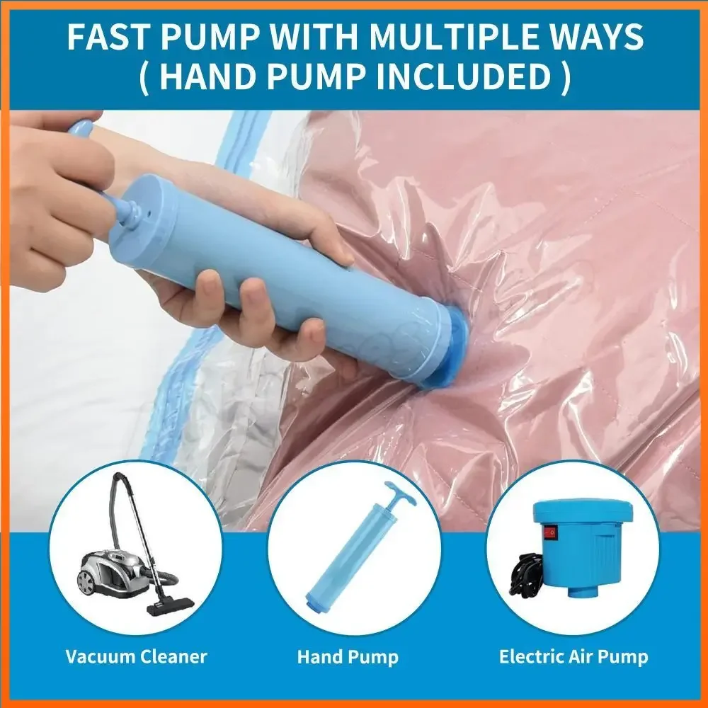 Sacs De Rangement Sous Vide WOWSMART - Lot De 6, Pompe à Main, Gain De Place 80%