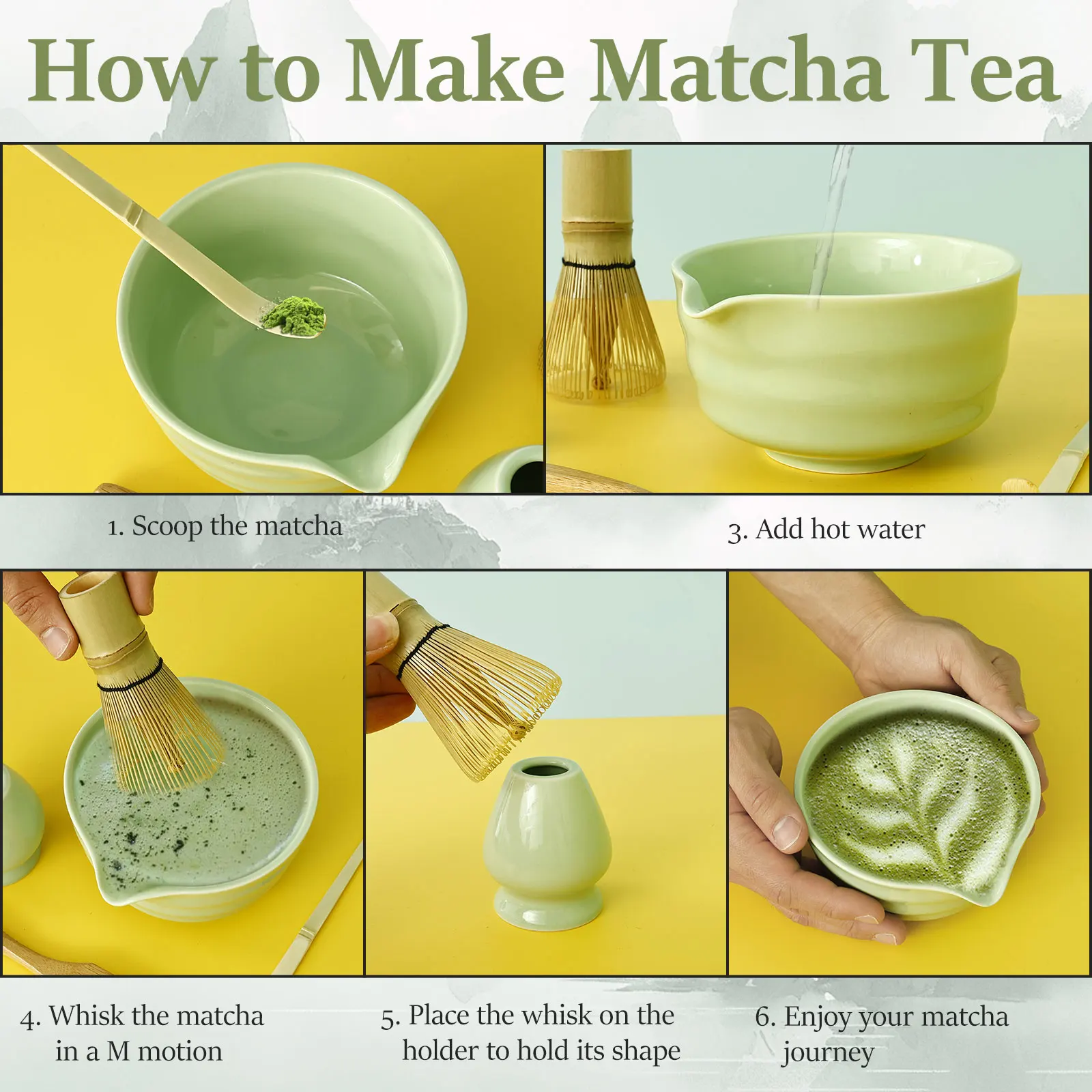 5Pcs Japanese Ceramic Matcha Gift Box Matcha Tea Set With Whisk Spoon And Bowl Sumptuous Grinder Brush Tea Tools High-end