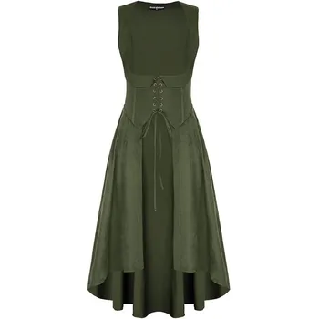 Costume da Donna Rinascimentale, Abito Medievale da Contadina, Vestito Sottoseno da Pirata/Fata con Tasche, Stile Vintage Vichingo Gotico NUOVO