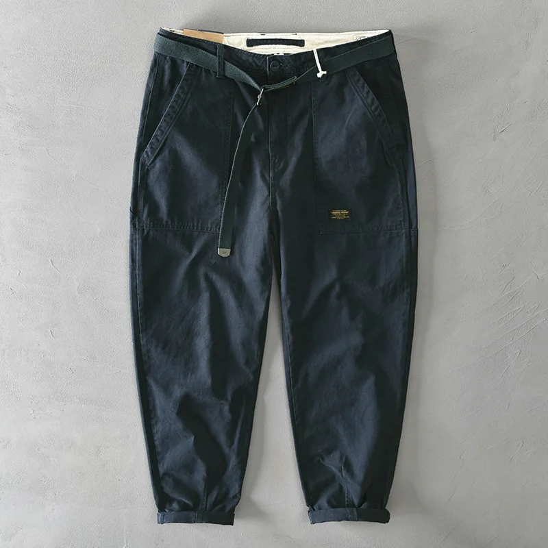 Autumn/Winter New Men's Cotton Solid Color Multi Pocket Japanese Casual Work Pants
