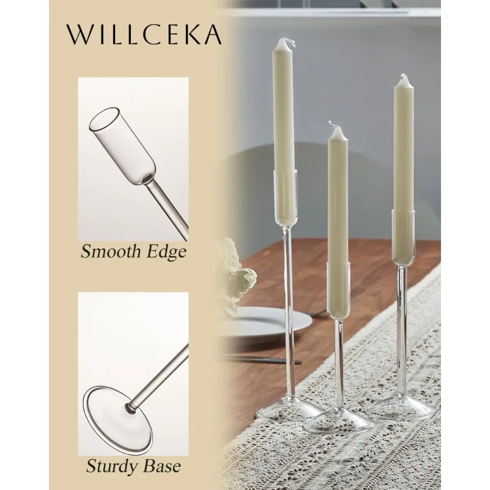 Candlestick Holders, Glass Taper Candle Holders Set of 12, Candle Holders for Candlesticks, Table Centerpiece Decorations - Image 3