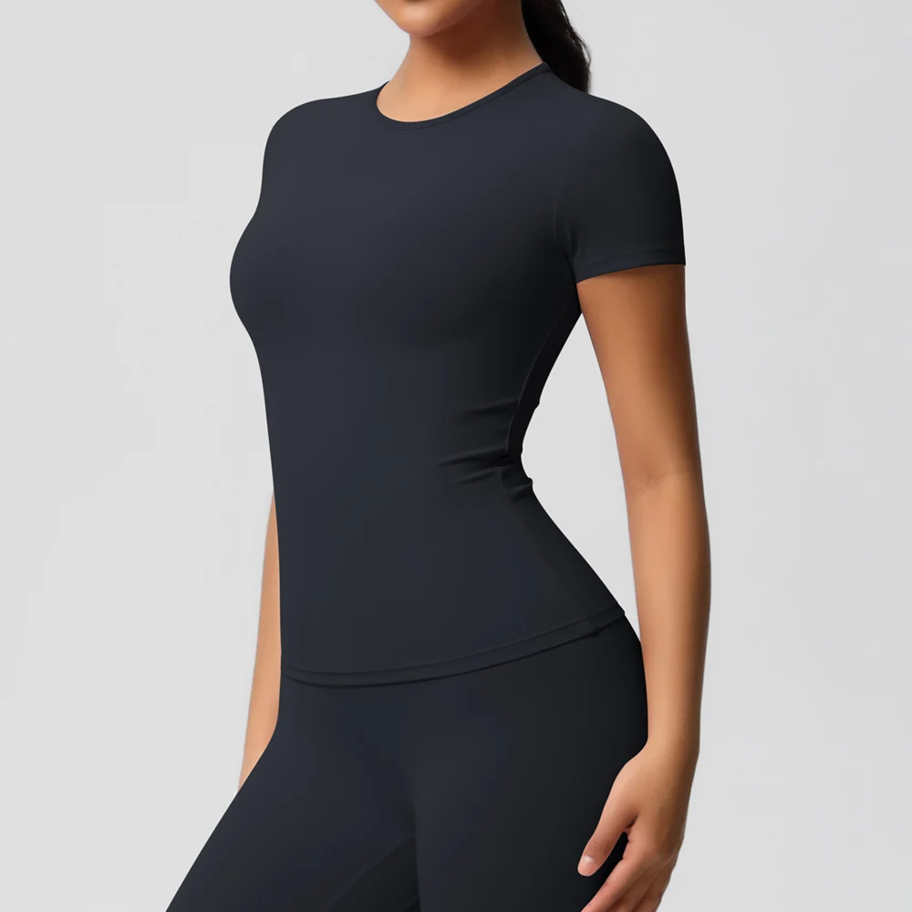 جديد إمرأة الجري الرياضة تي شيرت الصيف قصيرة الأكم...