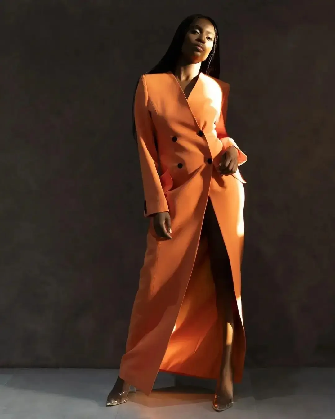 Long Blazer Jackets Business Women Leisure Daily Lady Wear Double Breasted Coat 1 Pcs Formal Party Dress Customize