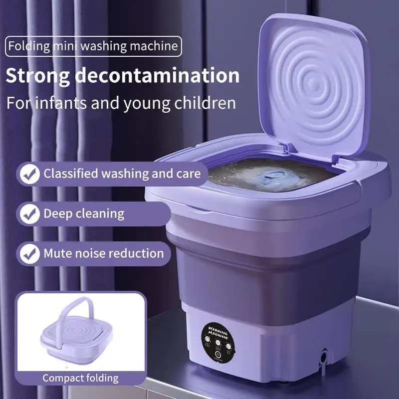

Foldable Washing Machine Portable 8L Socks Underwear Panties Retractable Automatic Washing Machine With Spinning Dry