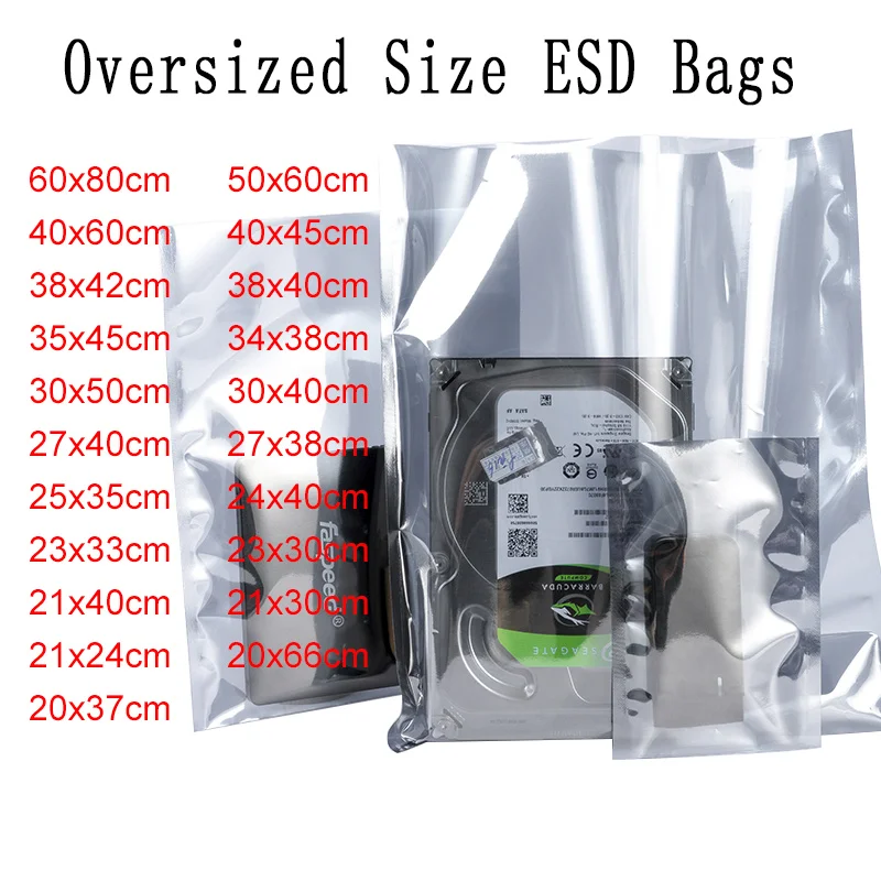 

Large Size ESD Bag With Transparent Top Open Anti Static Shielding Package for Storage Electronic Accessories USB Pouches