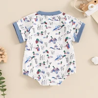 2024-04-01 Lioraitiin 0-18M Summer Baby Boy Romper Short Sleeve Crew Neck Duck Print Jumpsuit Clothes Casual Daily 3