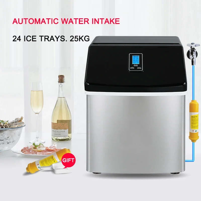 WZB-20F/S 120W Electric Commercial Ice Maker 25KG Household Tabletop Automatic Round Ice Cube Maker Machine 220V