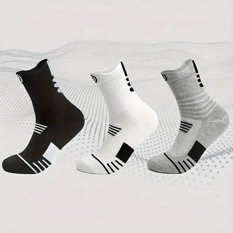 Athletic Socks 3 Pairs Men's Comfort Fit Cushion Performance Socks For Outdoor Sports