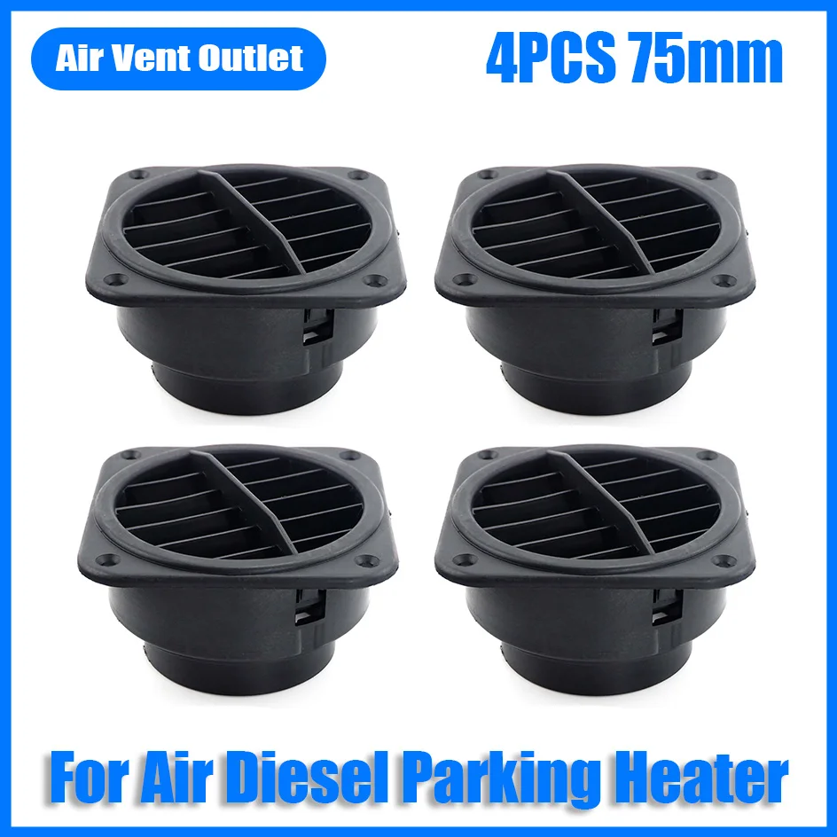 

4PCS 75mm Diesel Heater Air Vent Ducting Piece Duct Pipe Outlet Rotable For Car Truck VAN Camper Garage