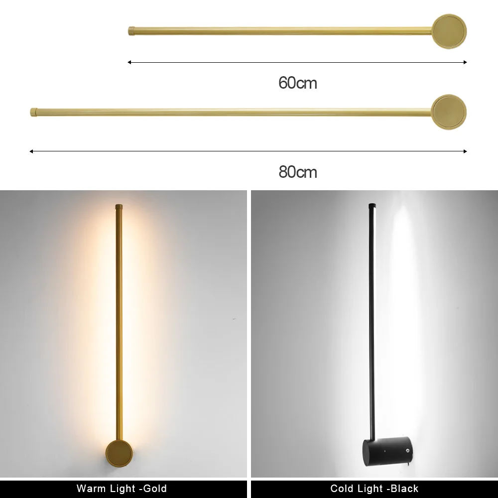 Led Wall Lamp 350° 85v-265v Touch Switch Long Wall Light For BedroomLiving Room Sofa Background Bedside Wall Sconce home decor