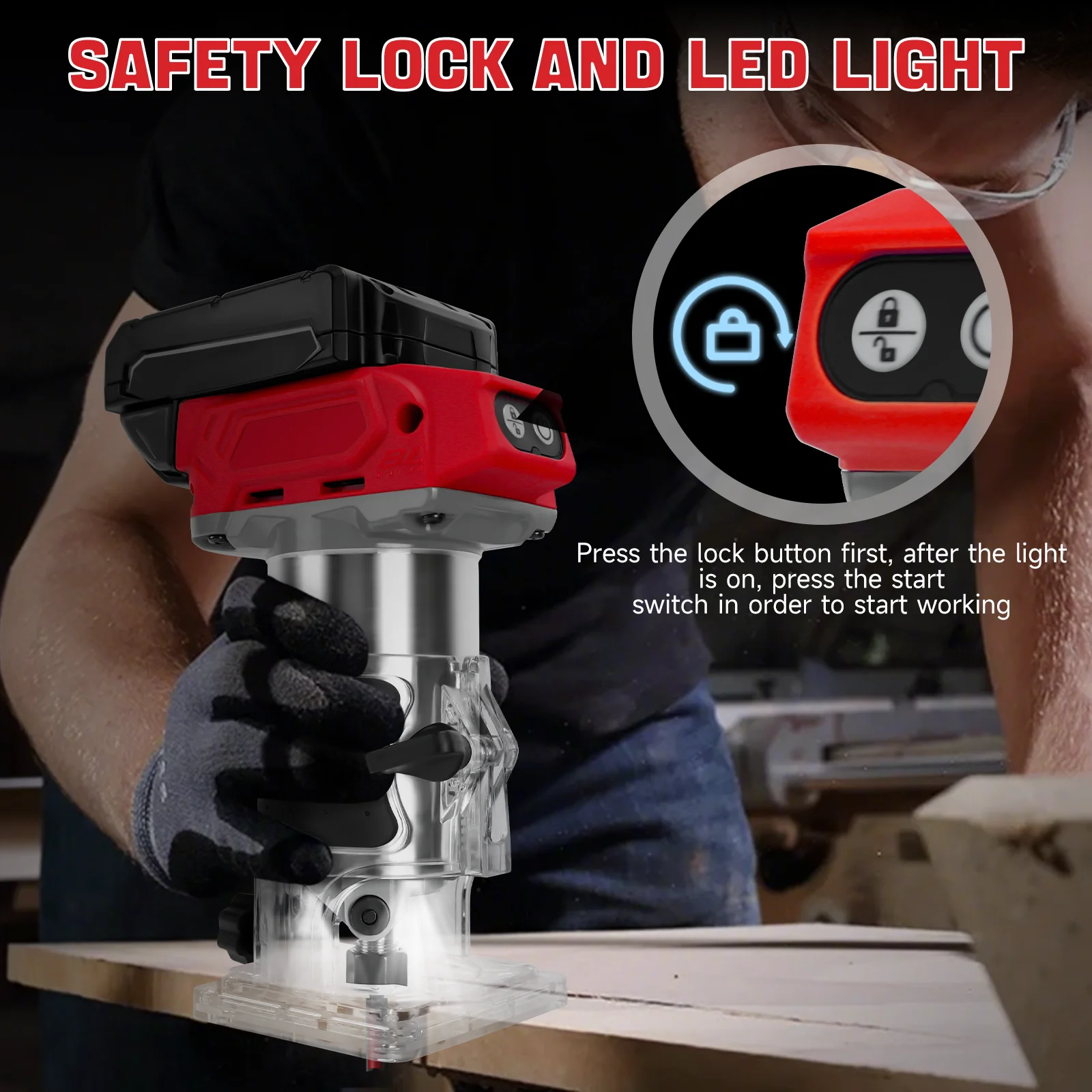 브러시리스 전기 트리머 800W 30000RPM 무선 컴팩트 라우터 밀워키 18V 배터리 용 5 속도 목공 트리밍 기계