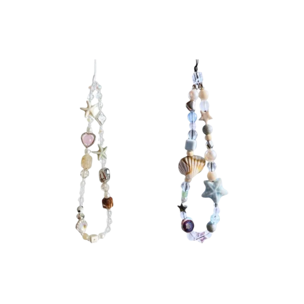 Trendy Hanging Cord Beaded Phone Chain Star Pearl DIY Digital Camera Charm Lanyard Handmade Phone Wrist Strap