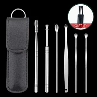 6Pcs/lot Ear Wax Cleaning Tools Stainless Steel Earwax Picker Portable Ear Wax Remover Curette Spoon Care Set for Baby Adults 1