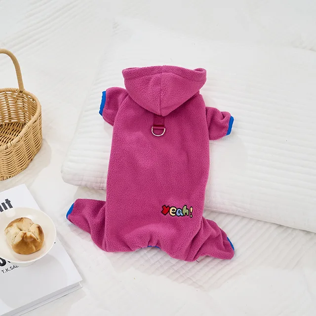 Cozy Winter Jumpsuit for Dogs & Cats, Warm Fleece Plush Full Body Onesie with Hood, Cute Pet Clothing 3