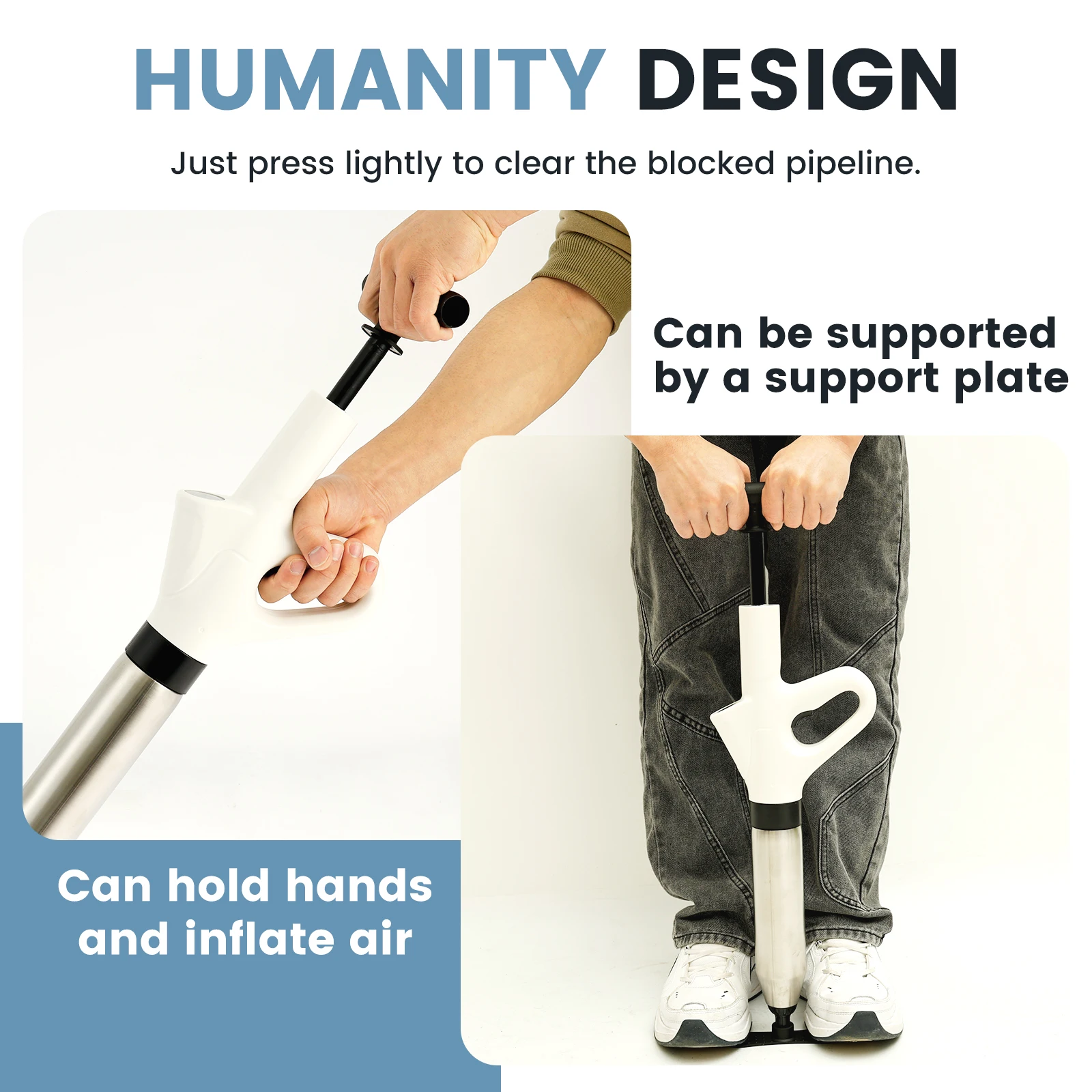 High Pressure Toilet Plunger Bathroom Drain Clog Remover Tool Efficient Air Plunger Blaster Versatile Toilet Unclogger for Home