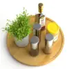 Bamboo rotating tray seasoning rack Kitchen storage rack spices storage cosmetics table turntable fruit tray rotating rack 1